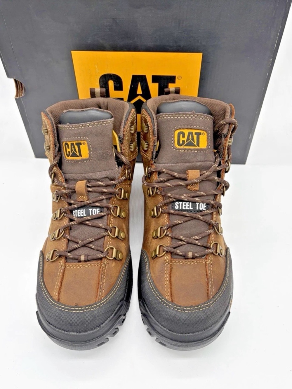 Caterpillar Brown and Black Steel Toe Men’s Work Boots